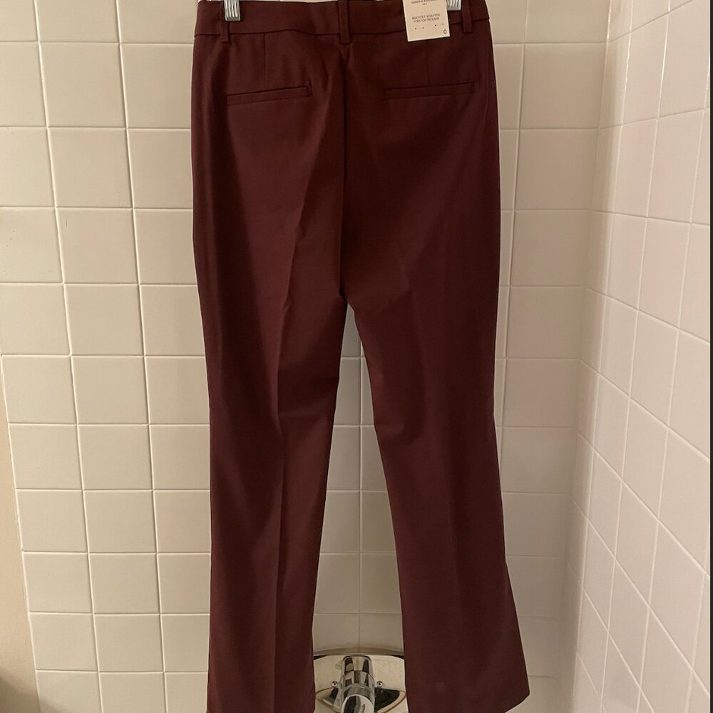 NWT BANANA REPUBLIC MAROON BOOTCUT HIGH-RISE SCULPTED TROUSER PANTS--SIZE ZERO 0 - Picture 3 of 5